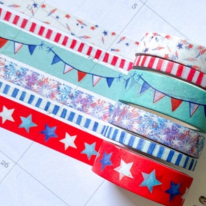 4th Of July Summer Fourth of July Patriotic America Washi Tape Set. Planner Envy Washi Set  - W025