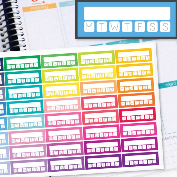 Habit Tracker Planner Stickers to be used with Erin Condren LifePlanner (ECLP), Happy Planner - Half Inch, 40 Stickers (#6035)