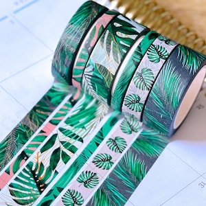 Summer Lush Tropical Hawaii Florida Vacation Leaves Washi Tape Set. Planner Envy Washi Set  - W027