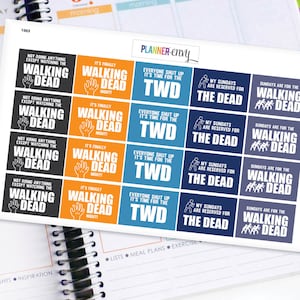 Walking Dead Planner Stickers Erin Condren Life Planner (ECLP) - 20 TWD Sunday Walking Dead TV Stickers (#1003)