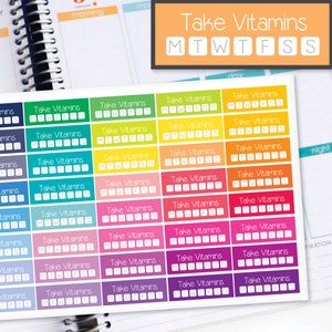 Vitamin Tracker Planner Stickers to be used with Erin Condren LifePlanner (ECLP), Happy Planner - Half Inch, 40 Stickers (#6036)