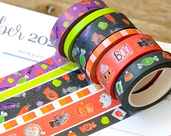 Halloween Candy October Scary Spooky Washi Tape. Planner Stickers Washi October 2020 Planner Envy Subscription Box  - W018