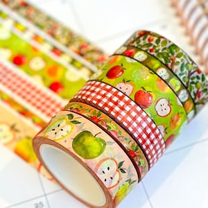 Fall Apples Back To School Teachers Autumn Leaves Apple Pie Washi Tape Set September 2023  - W091