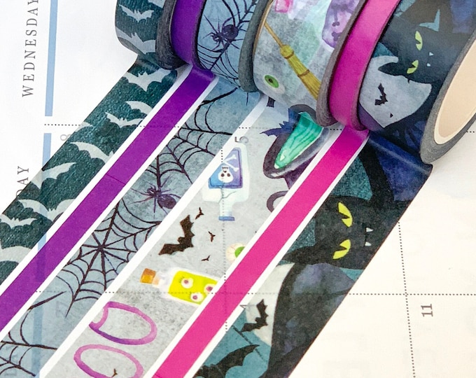 Halloween Witches Black Cat Bats October Scary Spooky Washi Tape ...