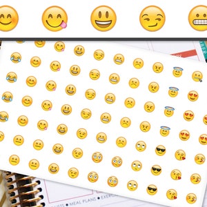 Emoji Smilie Face Planner Stickers to be used with Erin Condren LifePlanner (ECLP), Happy Planner, Inkwell Press Planner-77 Stickers (#5019)