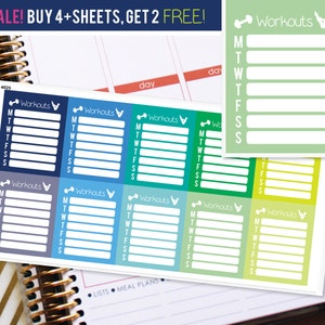 Workout Fitness Planner Weekly Sidebar Planner Stickers to be used with Erin Condren LifePlanner (ECLP) - 10 Stickers (#4025)