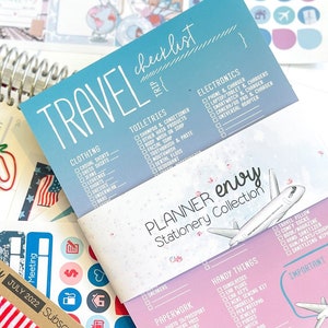 Lista di controllo di viaggio Blocco note 5x7 4 luglio, Fragole Summer Feltie Graffetta Luglio 2022 Planner Envy Subscription Box.