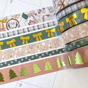 Kerst goud verijdeld feestdagen Groen en bruin moderne washitape set december 2022 Planner Envy abonnementsdoos - W072