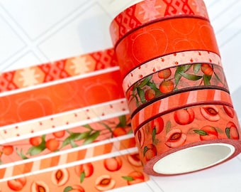 Peaches Orange Cream Peach Colored Spring Washi Tape Set June 2024  - W110