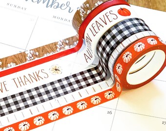 Thanksgiving Buffalo Plaid Fall Autumn Washi Tape. Planner Stickers Washi November 2020 Planner Envy Subscription Box - W008