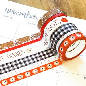 Thanksgiving Buffalo Plaid Fall Autumn Washi Tape. Planner Stickers Washi November 2020 Planner Envy Subscription Box - W008