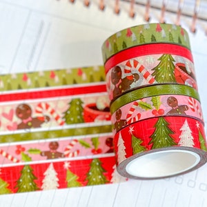 Christmas Gingerbread Man Cookies Trees Holidays Vintage Washi Tape Set December 2023  - W098