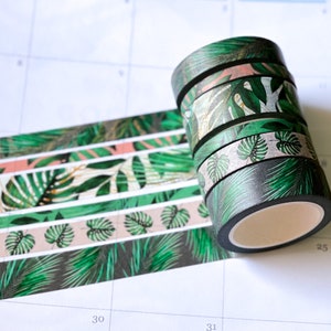 Zomer weelderige tropische Hawaii vakantie bladeren Washi Tape Set. Planner Envy Washi Set - W027