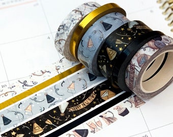 New Years Eve NYE Black Gold FOIL Anniversary Washi Tape Set. Planner Washi January 2021 Planner Envy Subscription Box - W004