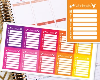 Workout Fitness Planner Weekly Sidebar Planner Stickers to be used with Erin Condren LifePlanner (ECLP) - 10 Stickers (#4026)