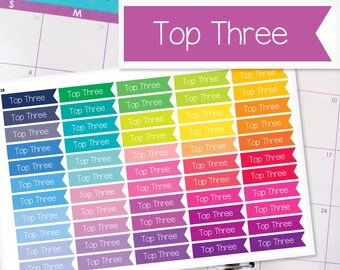 Top Three Flag Planner Stickers To Be Used With Erin Condren LifePlanner (ECLP), Happy Planner - 55 Stickers  (#7028)