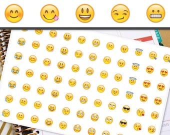 Emoji Smilie Face Planner Stickers to be used with Erin Condren LifePlanner (ECLP), Happy Planner, Inkwell Press Planner-77 Stickers (#5019)