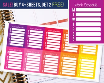 Work Schedule Planner Weekly Sidebar Planner Stickers to be used with Erin Condren LifePlanner (ECLP) - 10 Stickers (#4018)