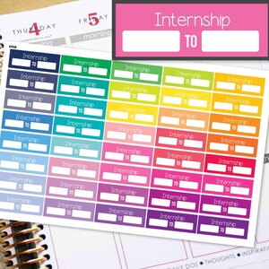 Internship Work Planner Stickers Erin Condren Life Planner (Eclp) - 40 Work Time Tracker Stickers (#6068)