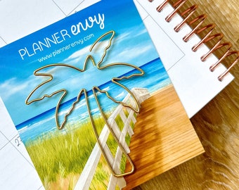 BIG Gold Palm Tree Shaped Bookmark Paperclip - 3 Inches - Decorative Clip For Your Planner