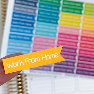 Work From Home Flag Planner Stickers To Be Used With Erin Condren LifePlanner (ECLP), Happy Planner - 55 Stickers  (#7052)