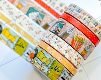 Retro Beach Vacation Florida Hawaii Aloha Vaca French Fries and Ice Cream Washi Tape Set August 2023  - W089