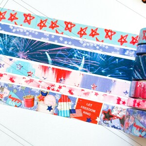 4th Of Jul Rot Weiß & Blau Sterne Streifen Washi Tape Set Juli 2024 - W111