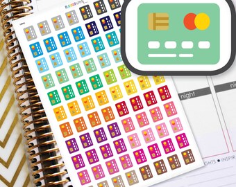 Credit Card Bill Due Payment Planner Stickers To Be Used With Erin Condren LifePlanner (ECLP), Happy Planner - 88 Stickers  (#13018)