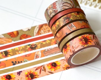 Apples Sunflowers Fall Autumn Washi Tape. Planner Stickers Washi September 2020 Planner Envy Subscription Box - W012