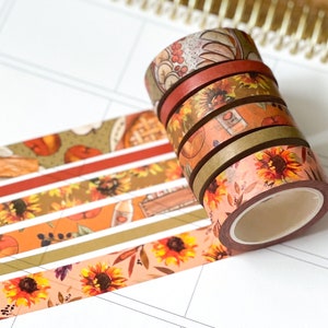 Apples Sunflowers Fall Autumn Washi Tape. Planner Stickers Washi September 2020 Planner Envy Subscription Box - W012