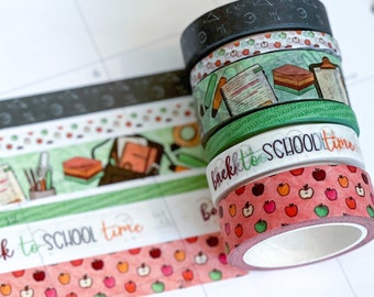 Back To School Apples Fall Work Internship Schoolwork Teacher Teaching College Washi Tape Set. Planner Envy Washi Set  - W029