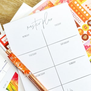 5x7 Masterplan Wochenplaner Notizblock 40 Blatt