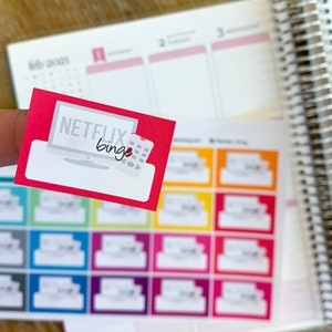 Netflix Binge TV Show Boxes Planner Stickers to be used with Erin Condren ECLP, Happy Planner, Recollections (#1032)