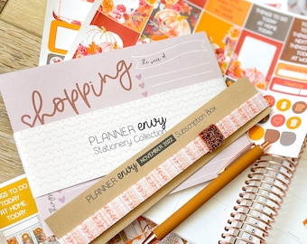 Thanksgiving Fall Floral Leaves Pumpkins Black Friday Shopping Cyber Week  Washi Tape. November 2022 Planner Envy Subscription Box.