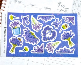 Purple Lavender Fields April Deco Planner Stickers (#10,153)