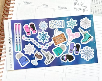 Snow Snowflakes Skiing Cabin Weekend Winter Deco Planner Stickers February (#10,146)