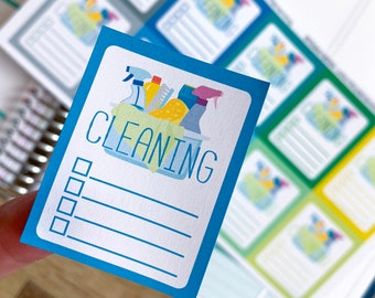 Cleaning To Clean Weekly Sidebar Full Box Planner Stickers to be used with Erin Condren ECLP, Happy Planner, Recollections (#4053)