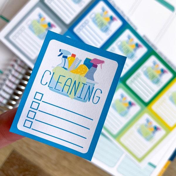 Cleaning To Clean Weekly Sidebar Full Box Planner Stickers to be used with Erin Condren ECLP, Happy Planner, Recollections (#4053)