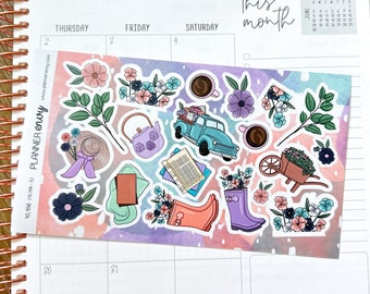 Spring Flowers Trucks Gardening May Deco Planner Stickers (#10,156)