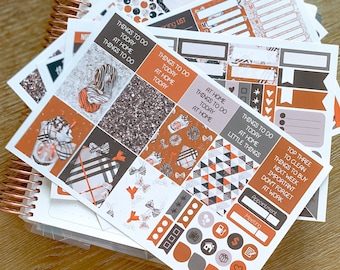 Pumpkin Spice Latte Fall Coffee Donuts Planner Stickers Weekly Kit to be used with Erin Condren & Happy Planner - 134 Stickers (#12,069)