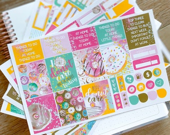Donuts Donut Dessert Kit Planner Stickers Weekly Kit to be used with Erin Condren & Happy Planner - 134 Stickers (#12,062)