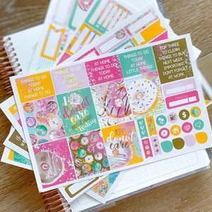 Donuts Donut Dessert Kit Planner Stickers Weekly Kit to be used with Erin Condren & Happy Planner - 134 Stickers (#12,062)
