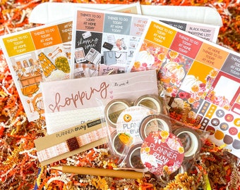 Thanksgiving Fall Floral Leaves Pumpkins Black Friday Shopping Cyber Week  Washi Tape. November 2022 Planner Envy Subscription Box.