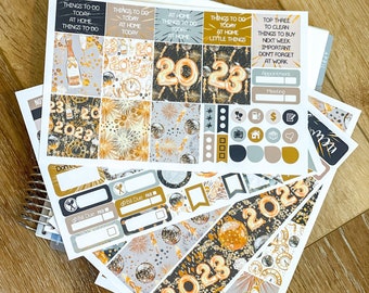 New Years Eve NYE 2023 Planner Stickers Weekly Kit to be used with Erin Condren & Happy Planner - 134 Stickers (#12,073)