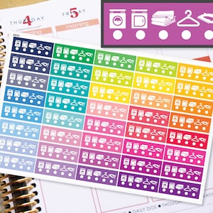 Laundry Planner Stickers Ironing Folding Washer Dryer Erin Condren Life Planner (ECLP) - 40 Appointment Stickers (#6052)