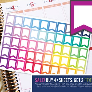 Fill In Blank Flag Planner Stickers To Be Used With Erin Condren LifePlanner (ECLP), Happy Planner - 50 Stickers  (#11001)