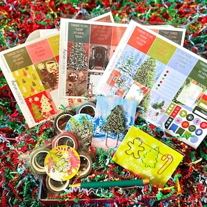 Kerstvakantie Sneeuwbomen Bos Gingerbread Man, Vintage. December 2023 Planner Envy Abonnementsdoos.