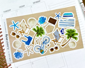 Seaside Escape Beach Vacation Ocean Summer May Deco Planner Stickers (#10,154)