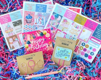 Birthday Planner Girl Ice Cream Summer Sweets Cake Cupcakes 4th Of July 2021 Planner Envy Subscription Box.  No coupon discounts