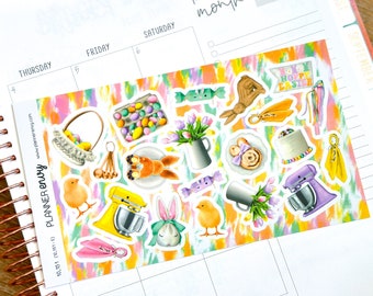 Easter Rainbow Chick Basket Eggs Bunny Baking April Deco Planner Stickers (#10,151)